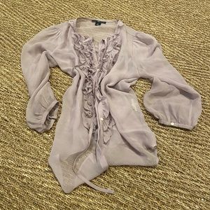 Gap Sheer Lavender Button up Long Sleeve